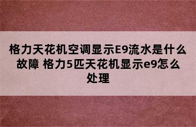 格力天花机空调显示E9流水是什么故障 格力5匹天花机显示e9怎么处理